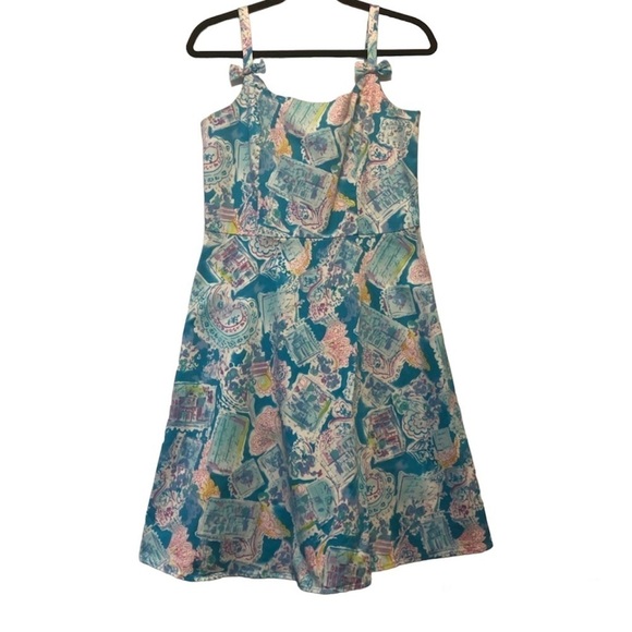 Vintage K & Company Blue & Pink Floral Dress - Picture 1 of 5